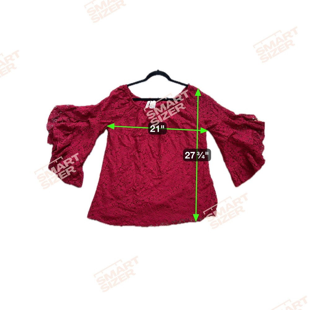 Forgotten‎ Grace Red Floral Lace Peasant Top Bell Sleeve Off Shoulder Large - Picture 15 of 15